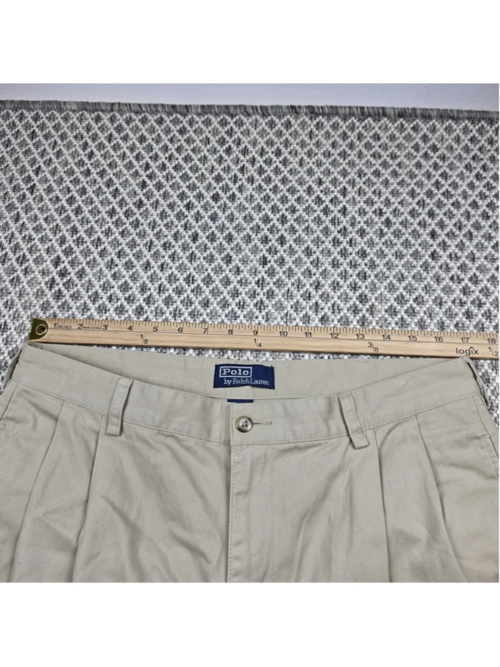 Vintage Polo Ralph Lauren Andrew Pant Khaki Pleated Cuffed Chino Mens 36x30